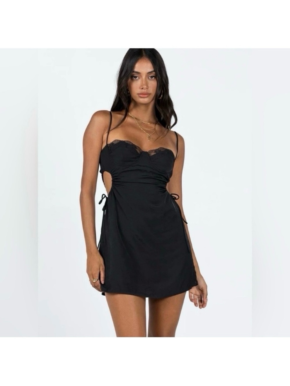 Princess Polly Hazel Cut Out sexy cocktail party Mini Dress Black Size 4